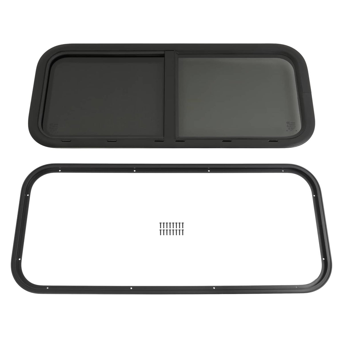 Solidspare 36" W x 15" H Horizontal Slider RV Window For Cargo Trailer W/ Screen Trim Ring