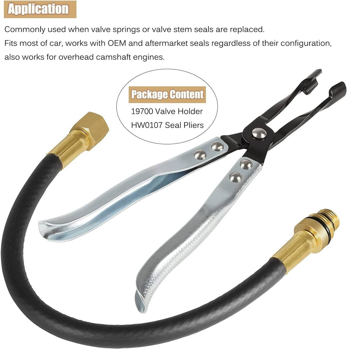 Solid Spare HW0107 Valve Stem Seal Pliers and 19700 Valve Holder Replacement Repair Tool Set