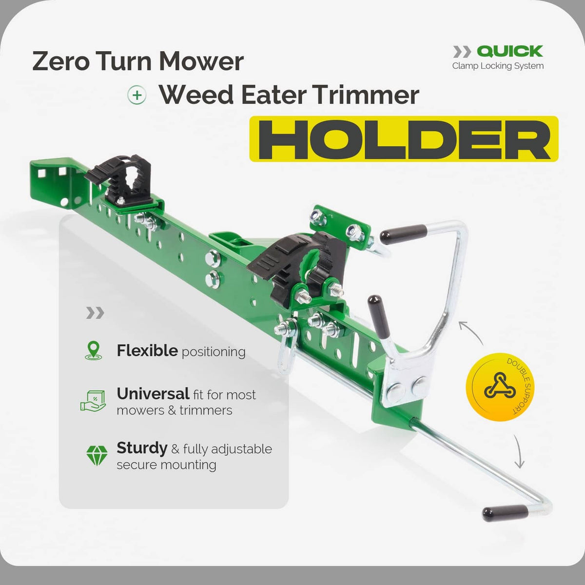Solidspare Roll Bar Trimmer Rack Holder For Quick Clamp Locking Zero Turn 1" 2" Lawn Mower