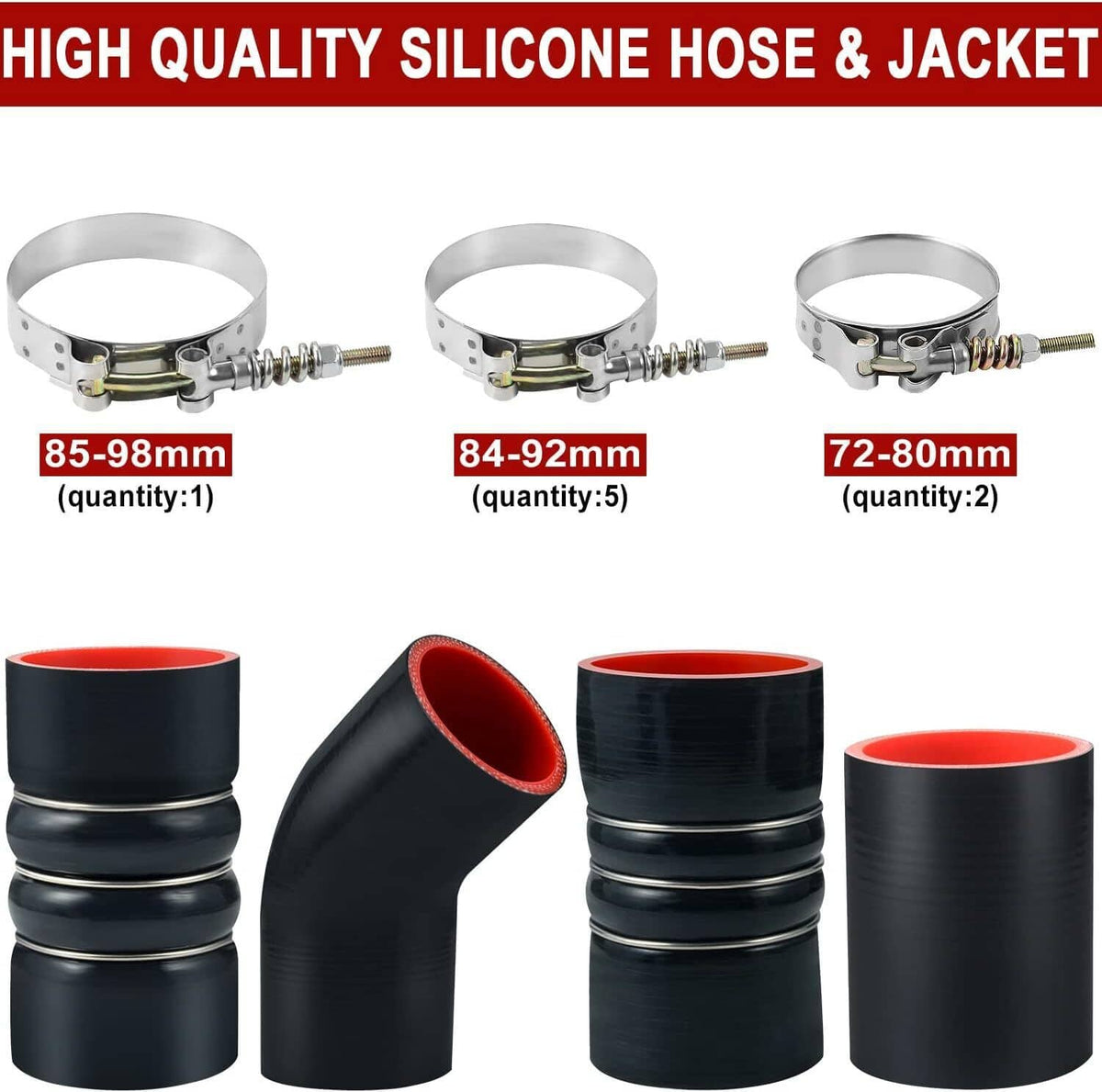 Solidspare Turbo Intercooler CAC Boots Clamp Kit For Ford 6.0L Powerstroke Diesel 2003-2007