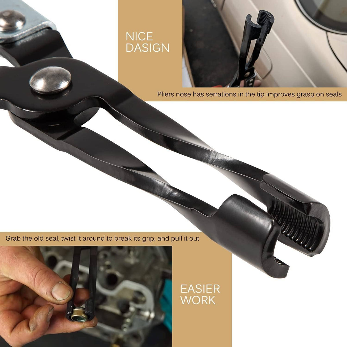 Solid Spare HW0107 Valve Stem Seal Pliers and 19700 Valve Holder Replacement Repair Tool Set