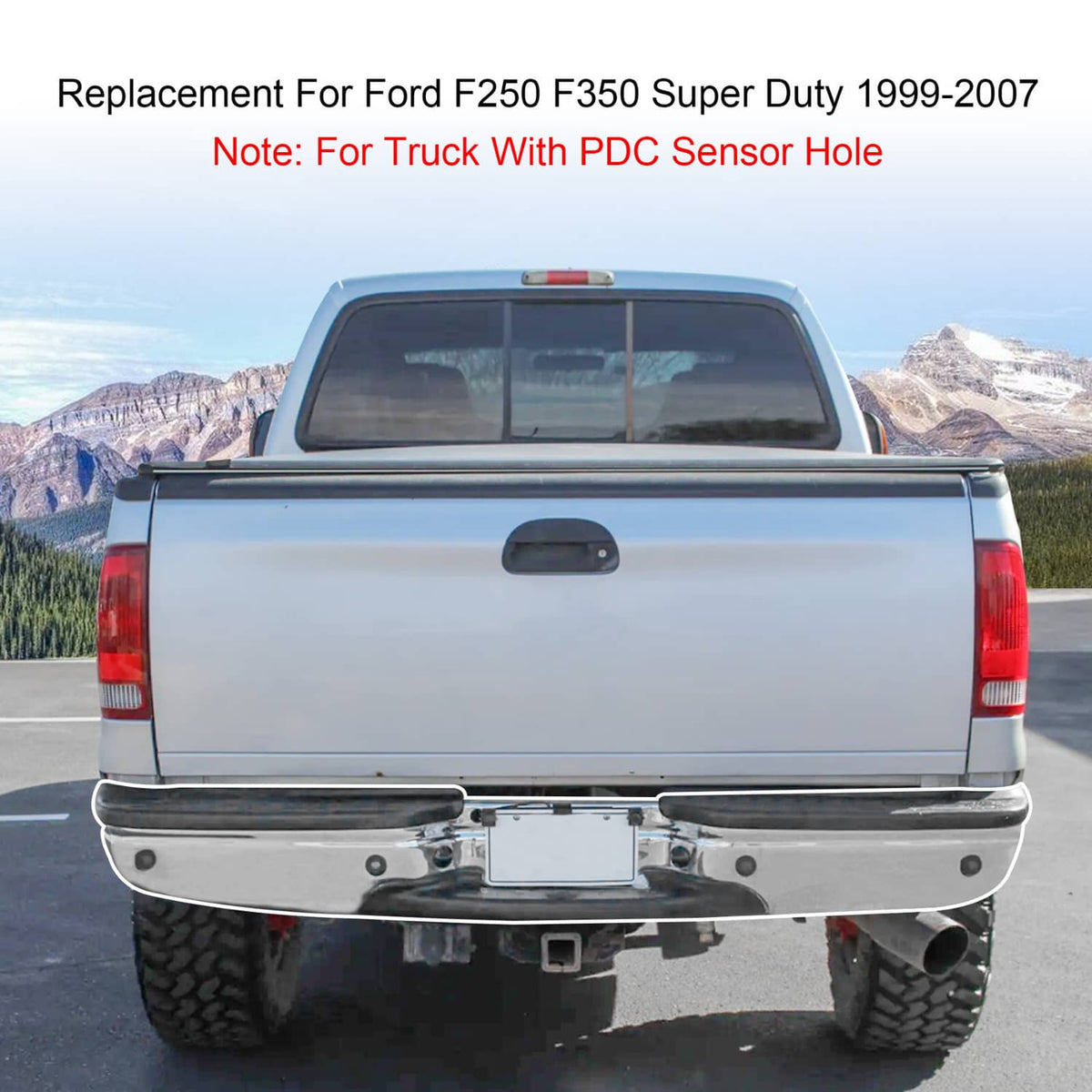 Solidspare For 99-07 FORD F250 F350 Super Duty Chrome Rear Step Bumper W/ Park Sensor Holes