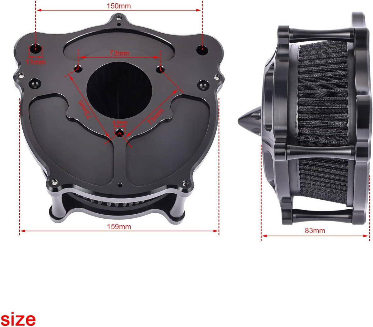 Solidspare Black Air Cleaner Intake Filter For Harley Touring Road King Street Glide 08-16