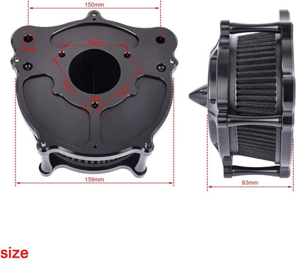 Solidspare Black Air Cleaner Intake Filter For Harley Touring Road King Street Glide 08-16