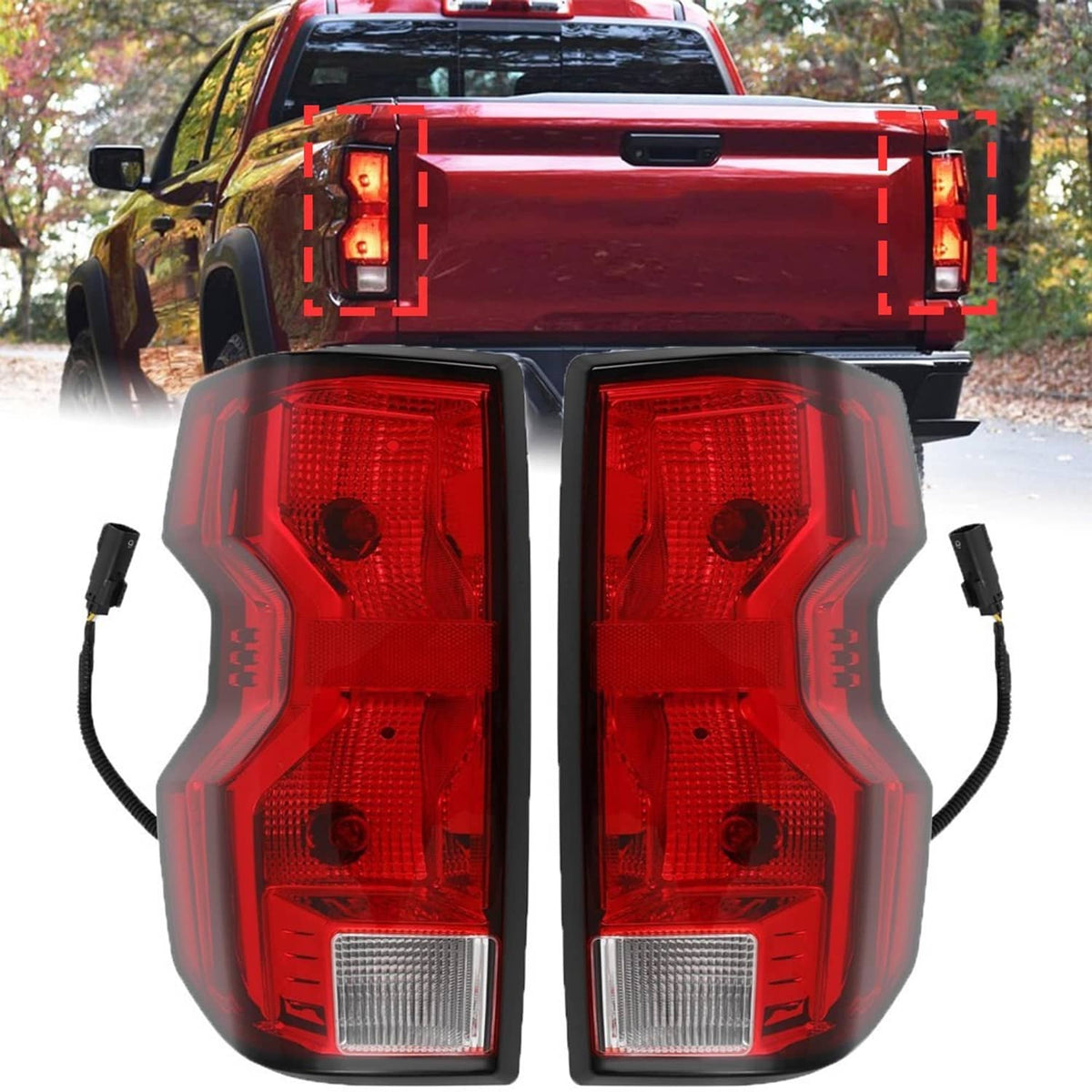 Solidspare Driver & Passenger Side Halogen Tail Lights w/ Bulb For 2023 2024 Chevy Colorado