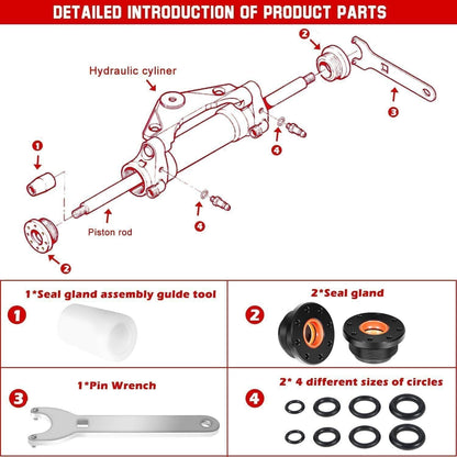 Solidspare Front Mount Hydraulic Steering Cylinder Seal Kit for SeaStar HC5345 HS5157