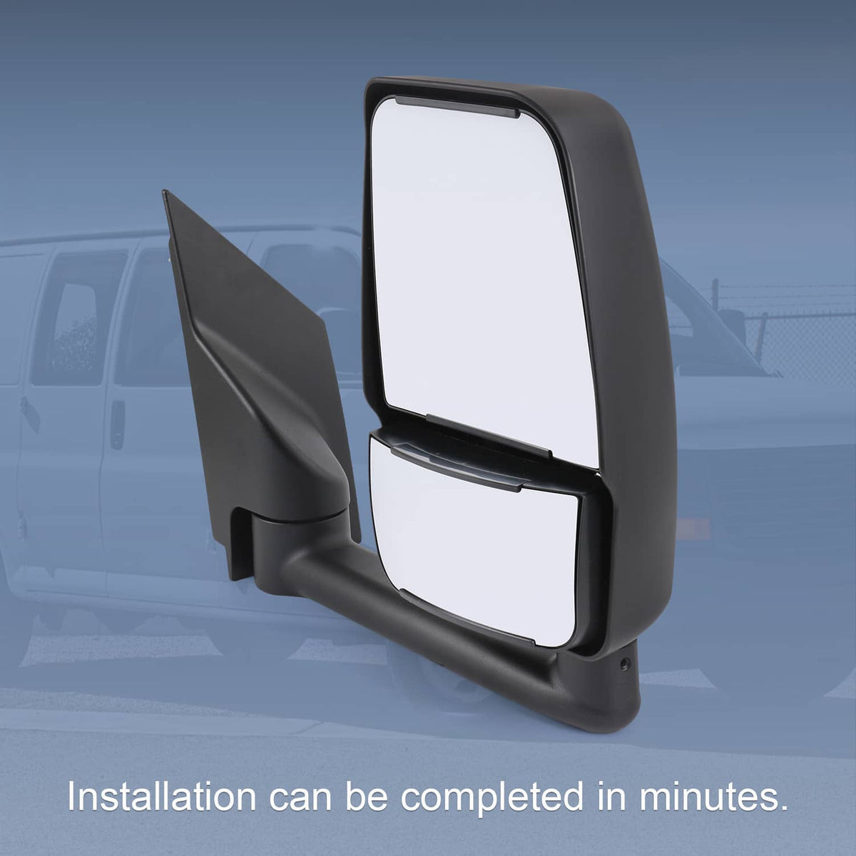 Solidspare LH + RH Pair Manual Tow Mirrors For 2003-2017 Chevy Express Savana Van Smooth