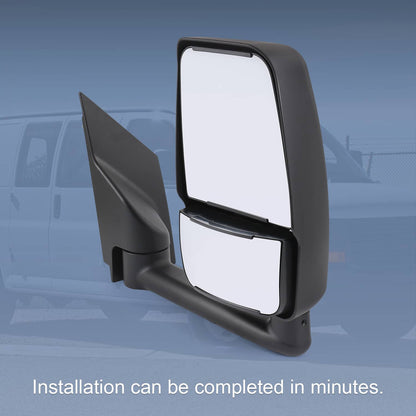 Solidspare LH + RH Pair Manual Tow Mirrors For 2003-2017 Chevy Express Savana Van Smooth