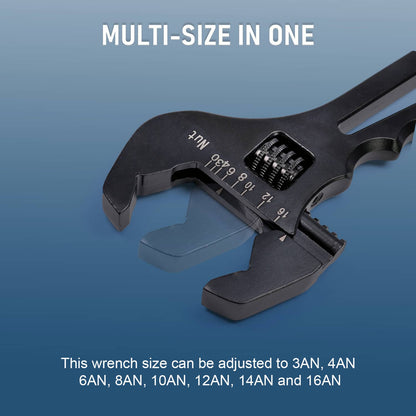 Solidspare Aluminum 3AN-16AN Adjustable Wrench Tool Spanner Black For Hose End Fitting