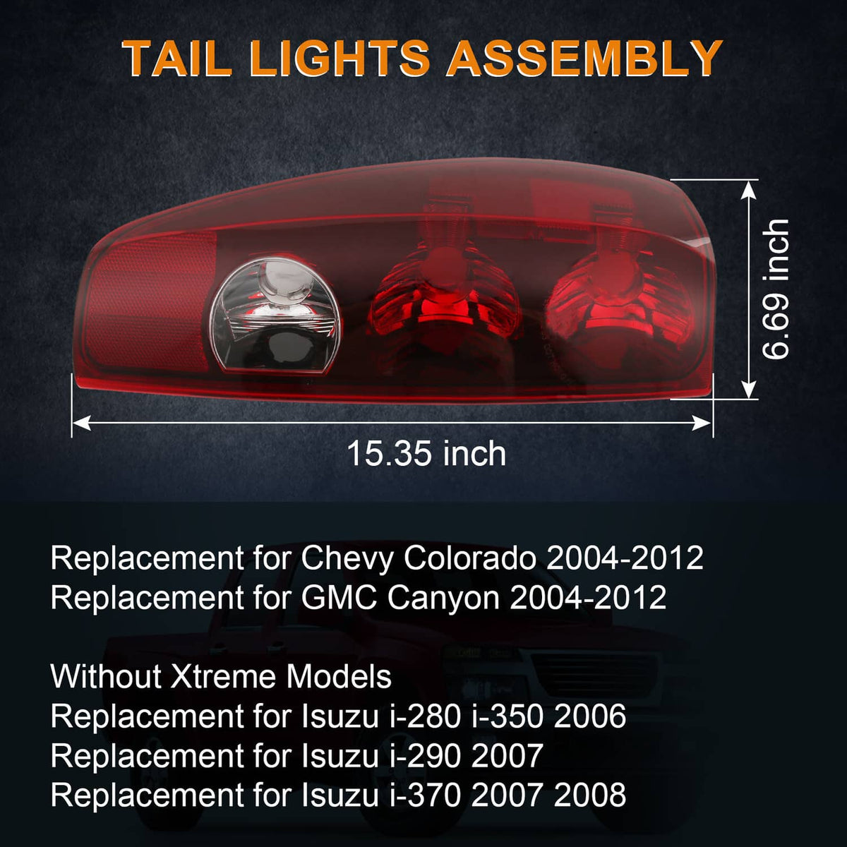 Solidspare Pair Tail Lights Lamps Left + Right For 2004-12 Chevy Colorado GMC Canyon Pickup