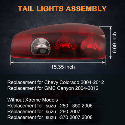 Solidspare Pair Tail Lights Lamps Left + Right For 2004-12 Chevy Colorado GMC Canyon Pickup