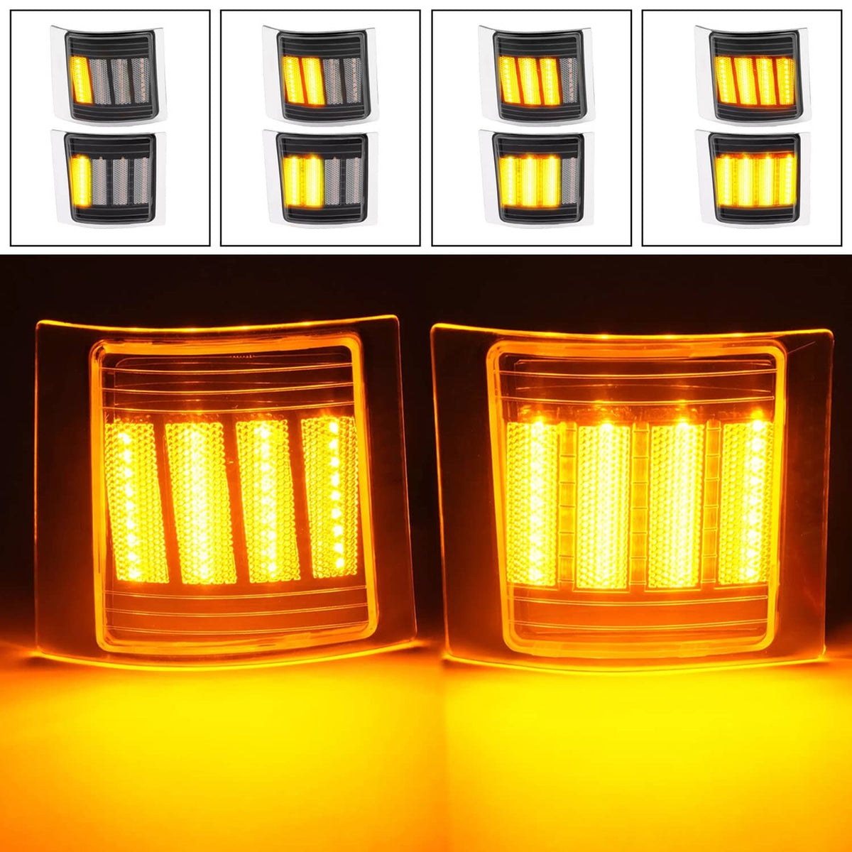 Solid Spare For Chevy C/K 1500 2500 3500 94-98 LED Sequential Corner Side Marker Lights Set