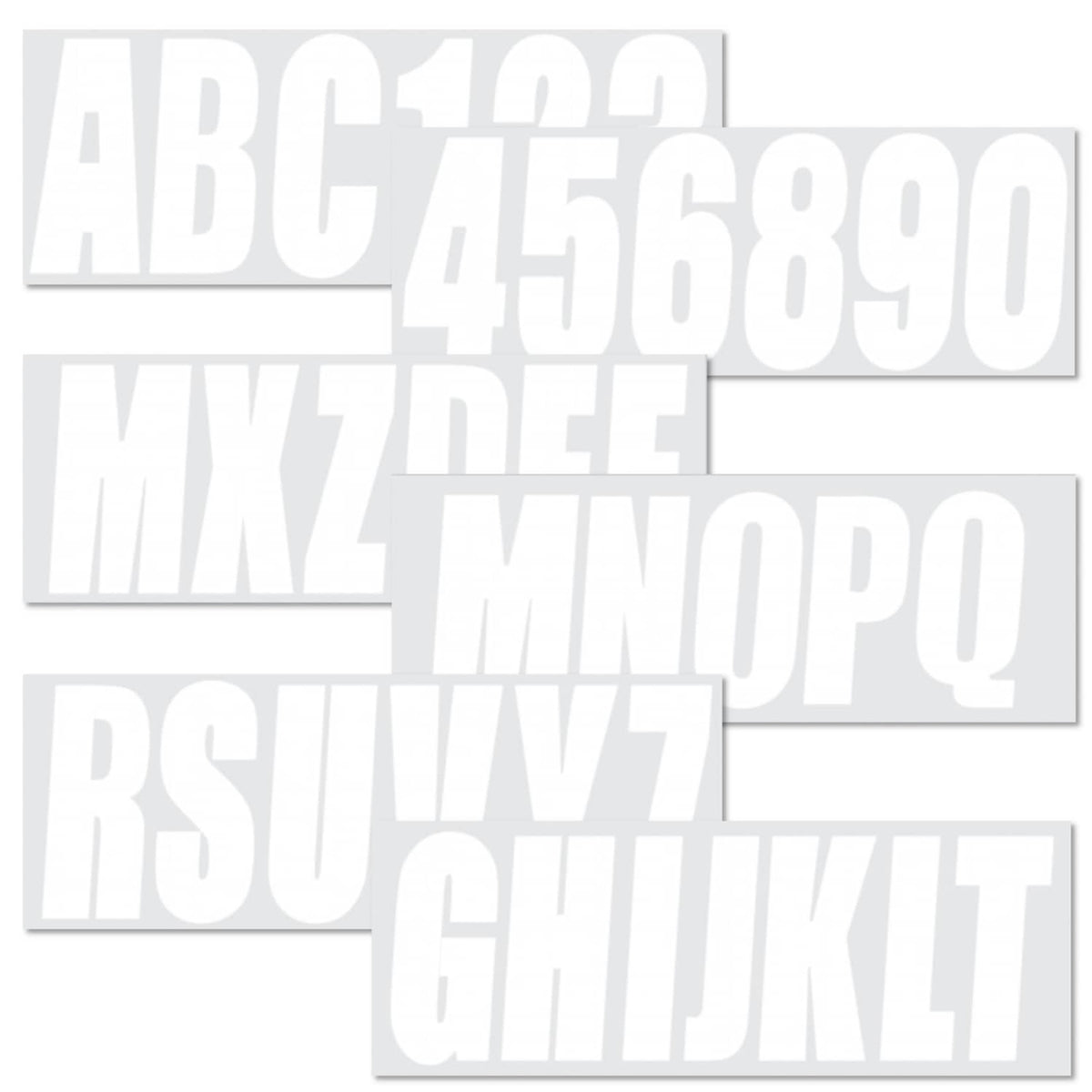 Solid Spare Boat numbers and letters Decal Sticker White Four sets of A-Z Four sets of 0-9