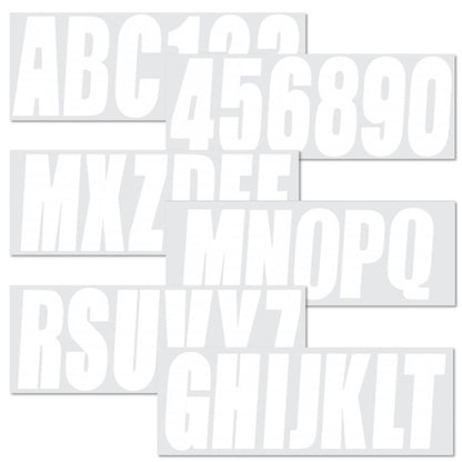 Solid Spare Boat numbers and letters Decal Sticker White Four sets of A-Z Four sets of 0-9