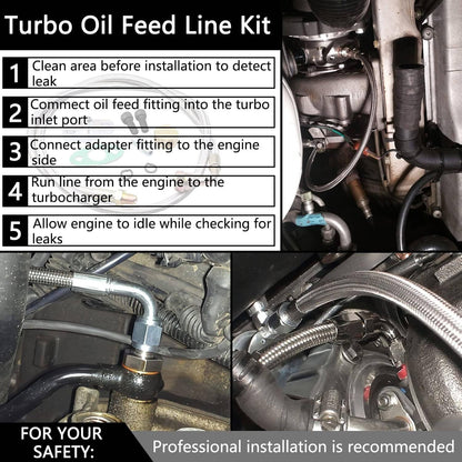Solidspare 41" Turbo Oil Feed Line Kits For T3 T4 T60 T61 T70 1/8 PNT 90 Degree AN4