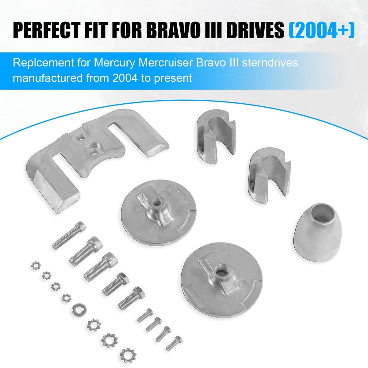 Solidspare Aluminum Anode Kit Hardware For 2004-2023 Mercruiser Bravo 3 888761Q02 888761Q04