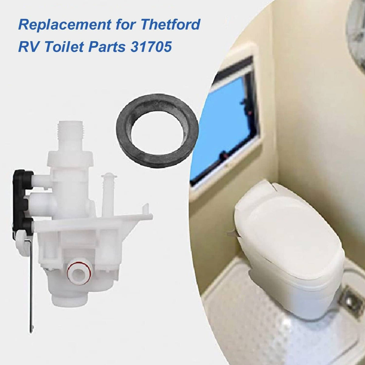 Solidspare Upgraded For RV Thetford Aqua Magic V Toilet Water Valve Replacement Part# 31705