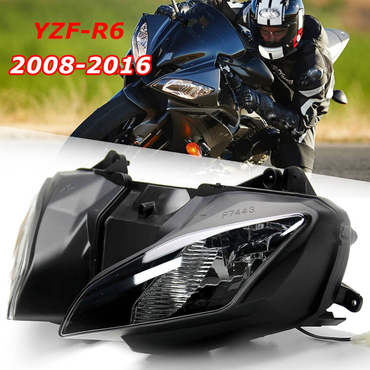 Solidspare For Yamaha YZF R6 YZF-R6 08-16 Headlight Headlamp W/ Upper Stay Fairing Bracket