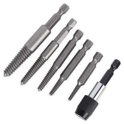 Solid Spare 6Pcs Stud Screw Extractor Remover 1/4 Inch Hex Shank Damaged Bolt Easy Out Tool
