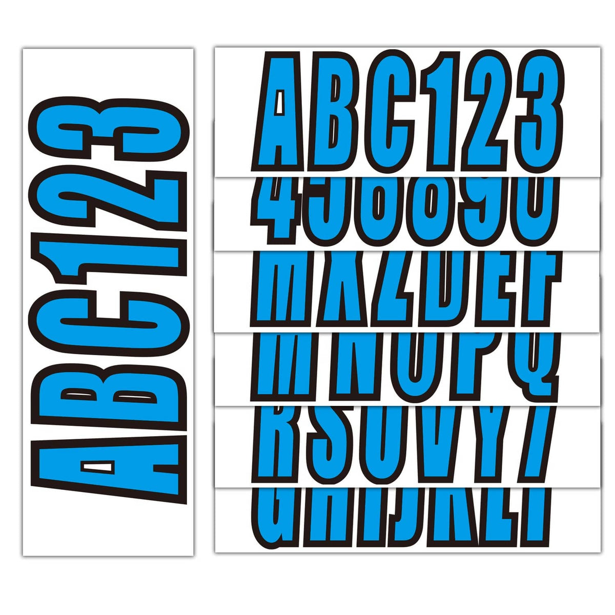 Solid Spare Custom boat registration numbers Decal Sticker 4 sets of A-Z 4 sets of 0-9 Blue