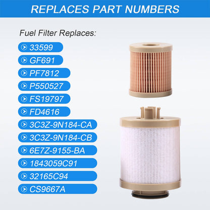 Solidspare FOR Ford Fuel Filter Diesel 6.0 F250 F350 F450 Powerstroke FD-4604 FD-4616 NEW