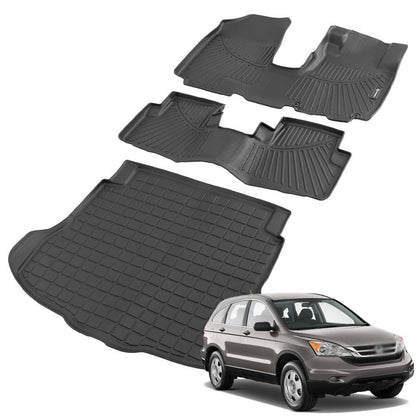 Solidspare For 2007-2011 Honda CR-V CRV TPE Front & Rear Floor Mats Trunk Cargo Liners Set