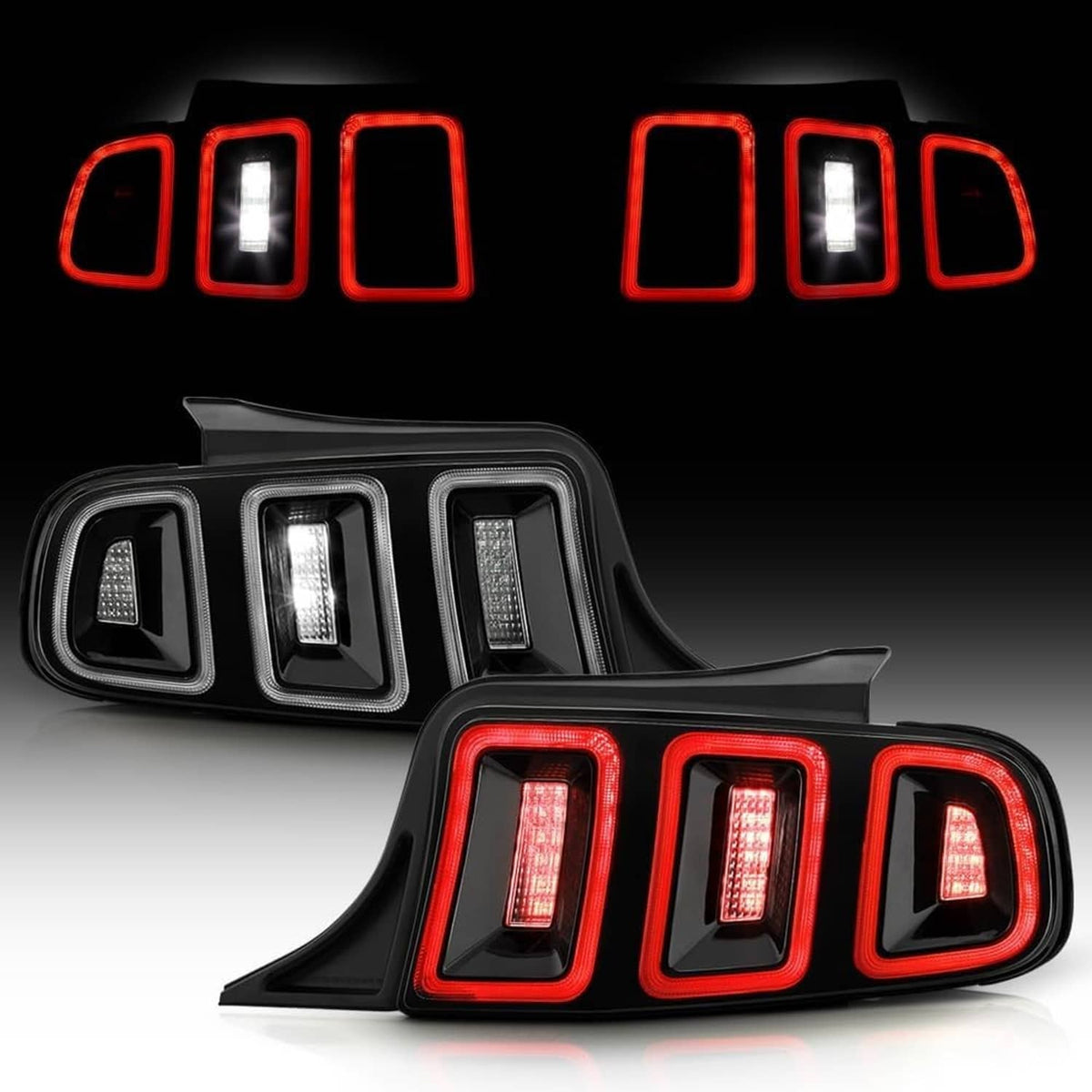 Solidspare For 2010-2014 Ford Mustang Full LED w/ Sequential Tail Lights Black Brake Lamps
