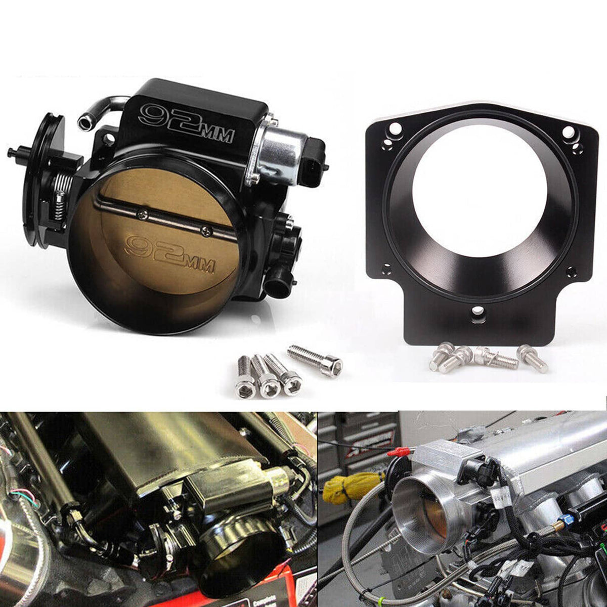 Solidspare 92mm Throttle Body+TPS IAC+Adapter Plate Fit For Chevy GM Gen III LSX LS LS1 LS2