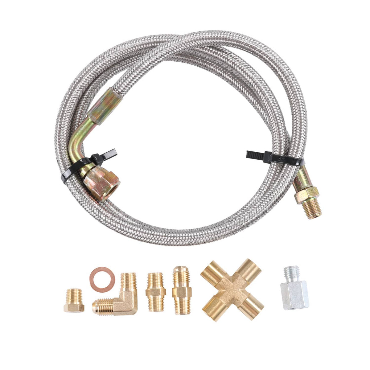 Solidspare 41" TURBO 90 DEGREE OIL FEED LINE KIT T4 T3 T04E T60 T70 GT35 GT45 1/8 NPT -4AN