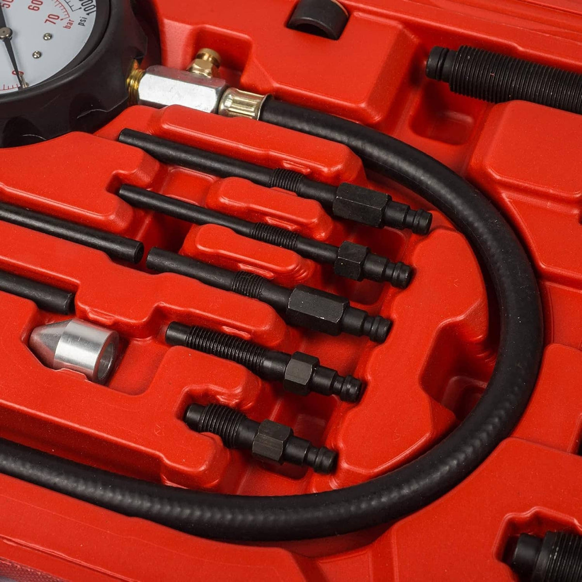 Solidspare 16 Pcs Diesel Engine Compression Gauge Tester Cylinder Pressure Test Tool Kit