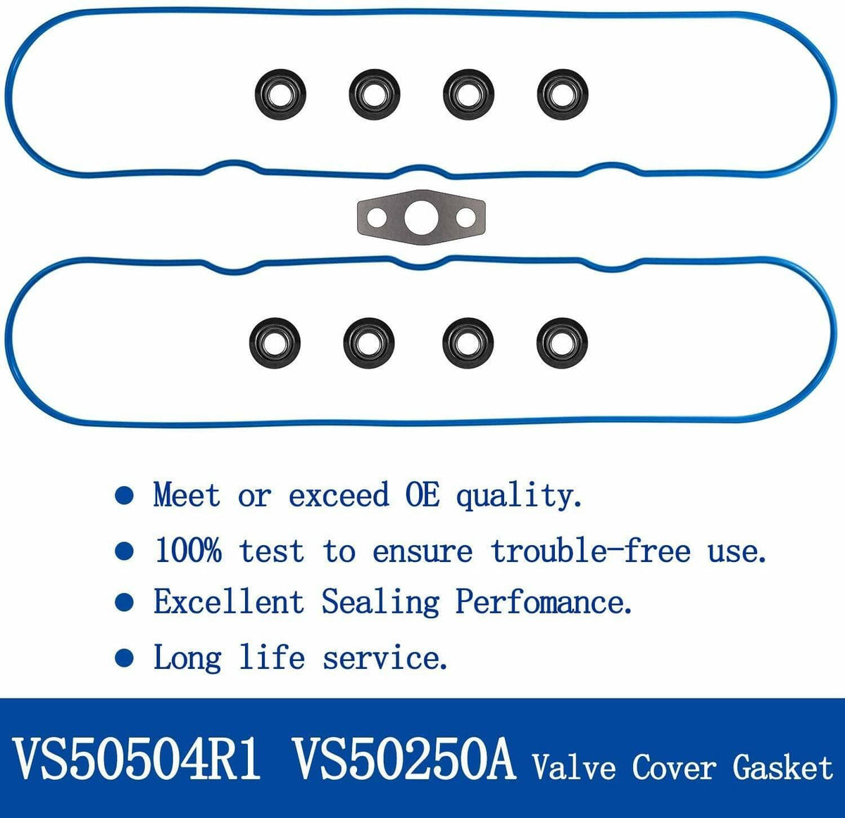Solid Spare Valve Cover Gasket Set w/ Grommet for Chevy GM Isuzu 4.8L 5.3L 6.0L 6.2L 7.0L V8