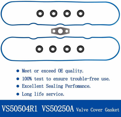 Solid Spare Valve Cover Gasket Set w/ Grommet for Chevy GM Isuzu 4.8L 5.3L 6.0L 6.2L 7.0L V8