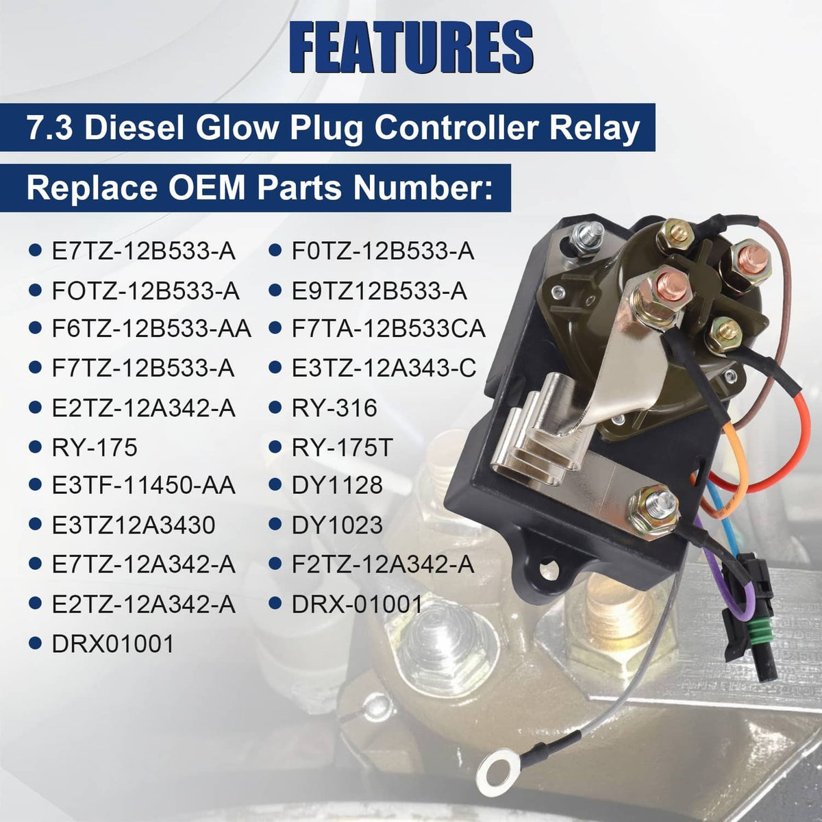 Solidspare E7TZ12B533A Glow Plug Controller Relay for Ford F350 1987-1994 7.3L FOTZ12B533A