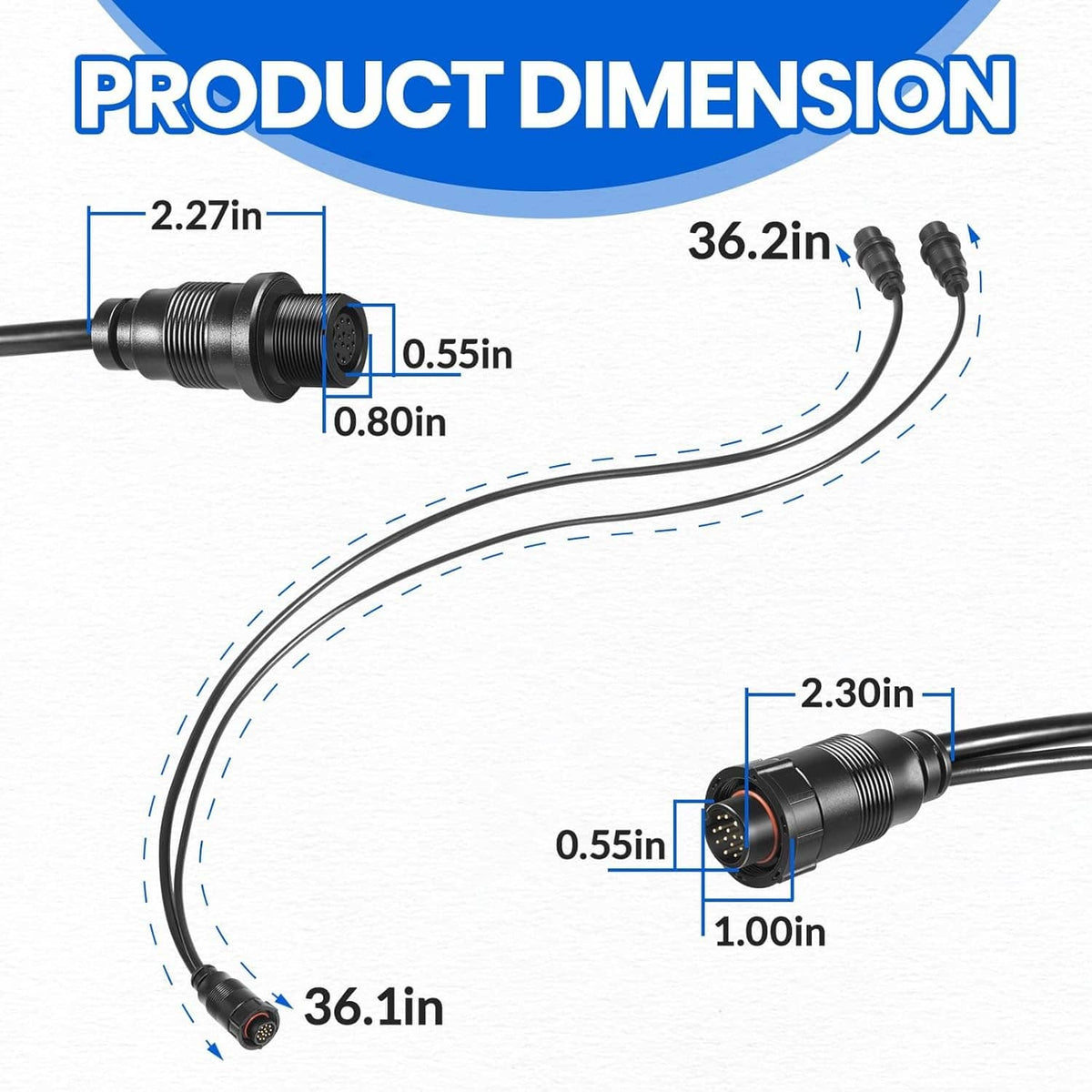 Solidspare 14 M ID SIDB Y Splitter Cable 720111-1 for Humminbird SOLIX/APEX/XPLORE 30-Inch