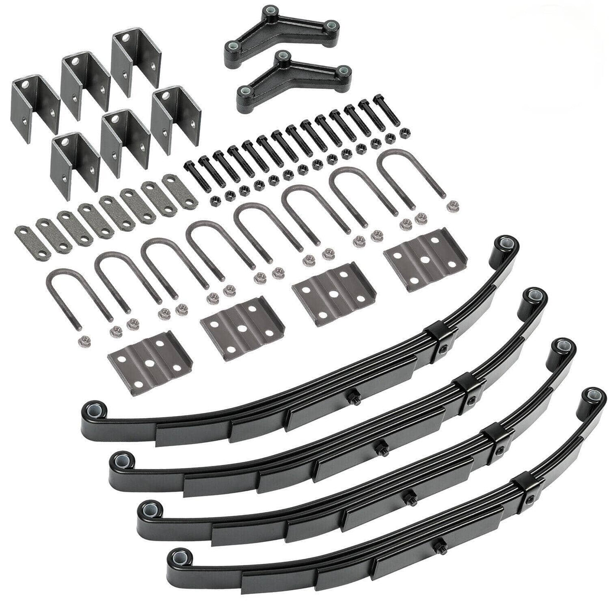 Solidspare Tandem Trailer Axle Suspension Kit U-bolt Hanger Kit 4 Leaf Springs Equalizer