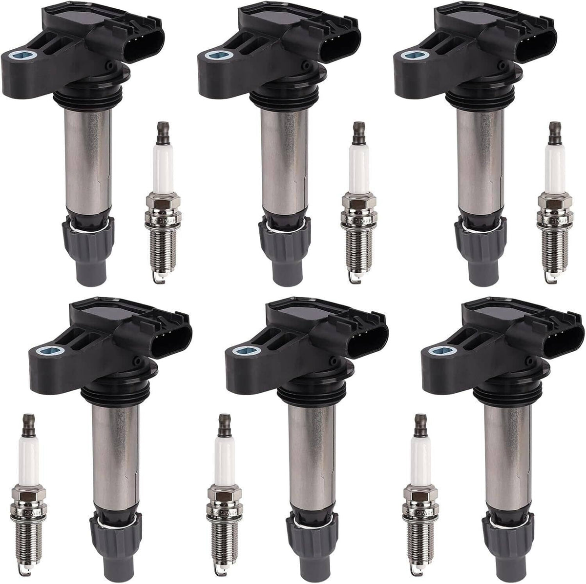 Solidspare 6Pcs Ignition Coil & Iridium Spark Plug Packs For Cadillac GMC Chevy Buick UF569