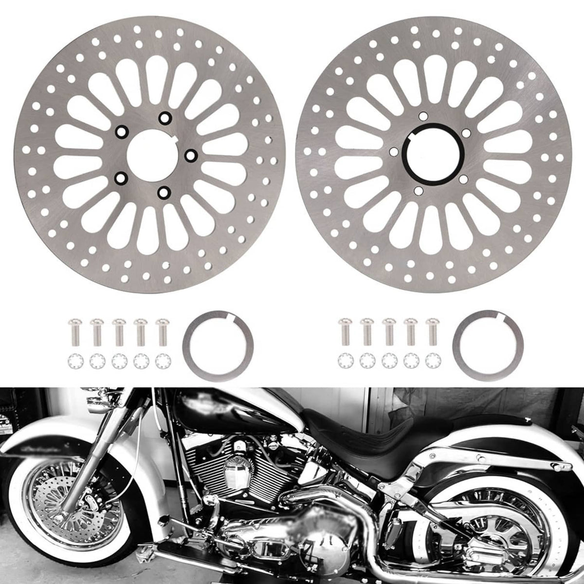 Solidspare For Harley Touring Sportster Softail 11.5" Front & Rear Brake Rotor Stainless