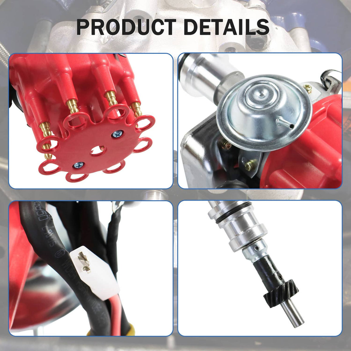 Solidspare FOR SMALL BLOCK FORD 289-302 Small HEI Distributor + SPARK PLUG WIRES