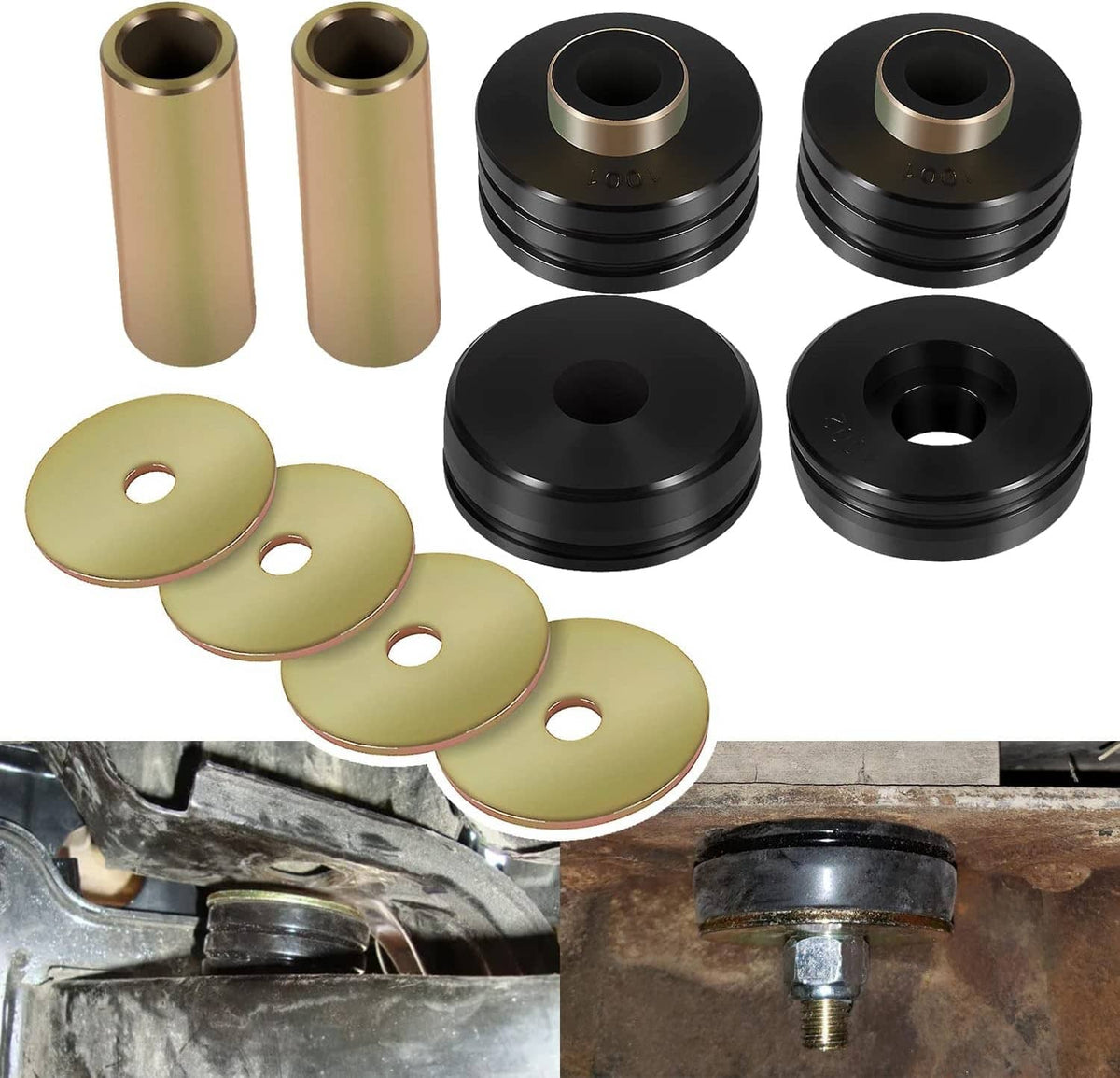 Solidspare 9.4102G Universal Polyurethane Body Mounts Bushings Isolators (Black) 10-PACKS