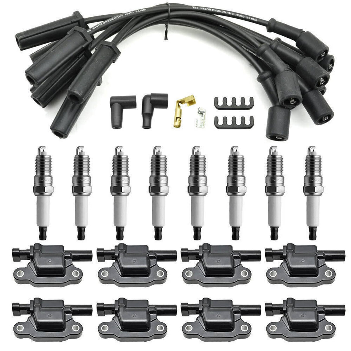 Solidspare 8 Pack UF413 Ignition Coils + 41-962 Spark Plugs + Spark Plug Wires For Chevy