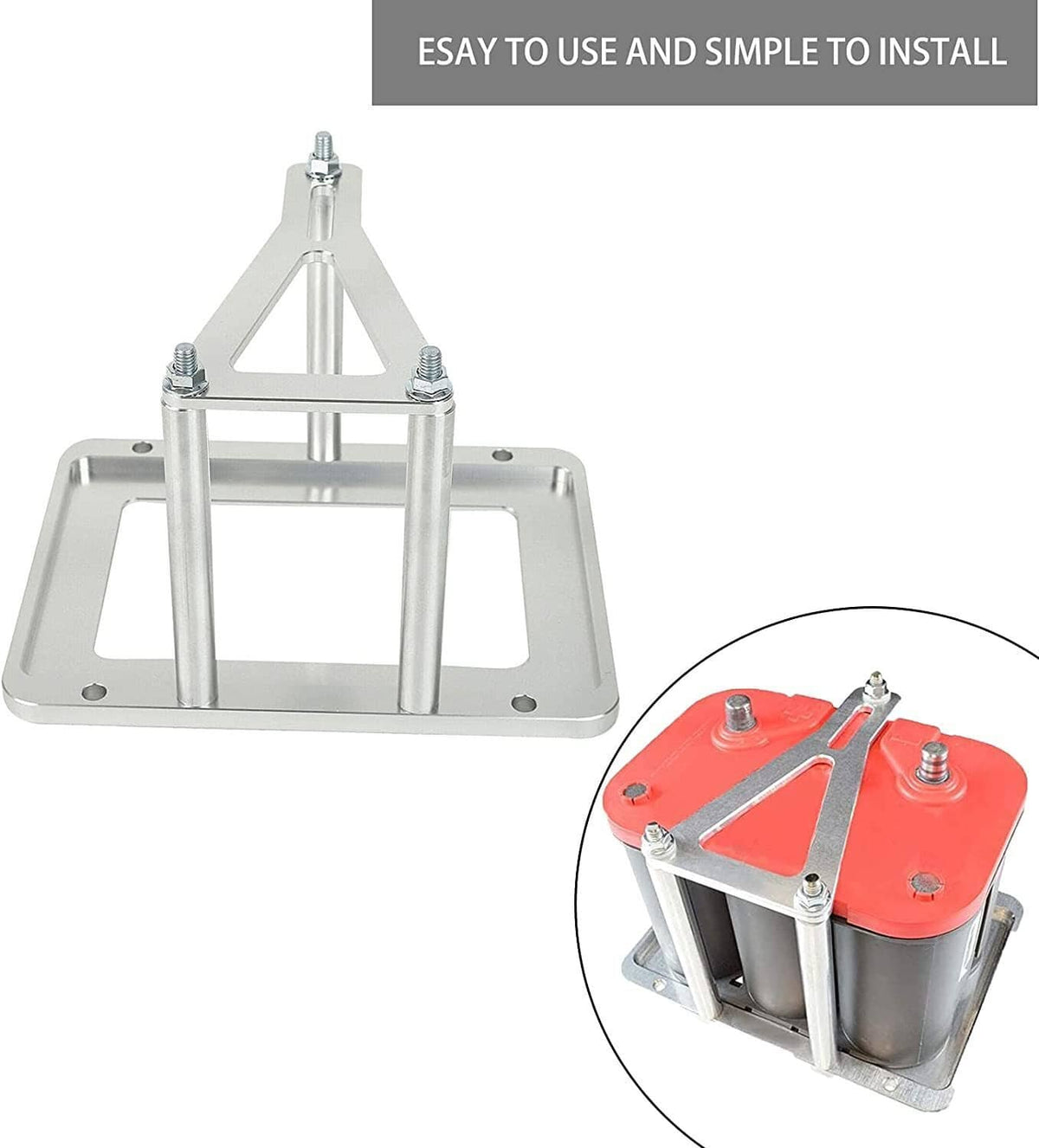 Solidspare Billet Battery Tray Hold Down Trunk Relocation Box Aluminum Racing Mount 551181