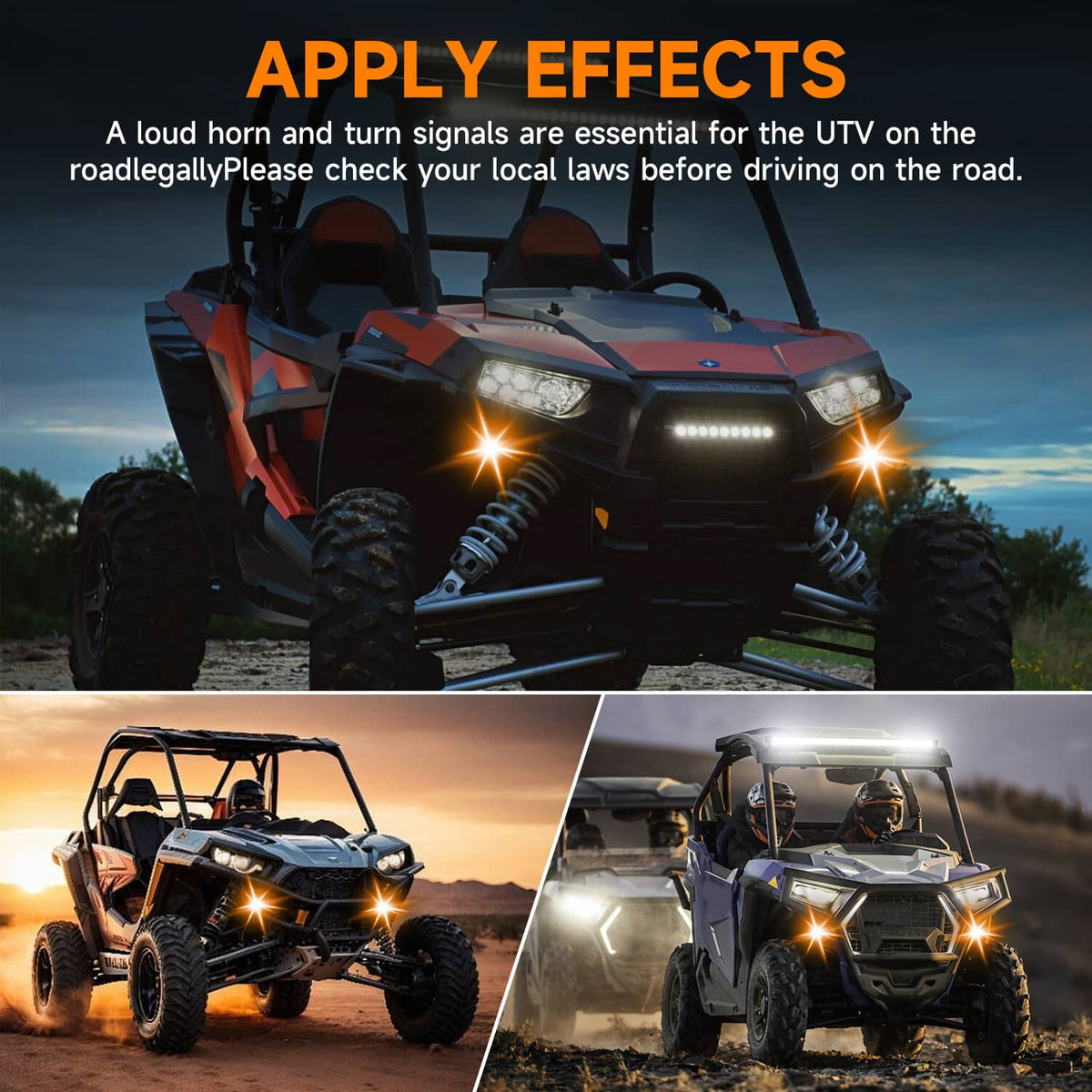 Solidspare Plug&Play Street Legal Turn Signal Horn Kit with 4 Amber Light For Most ATV UTV