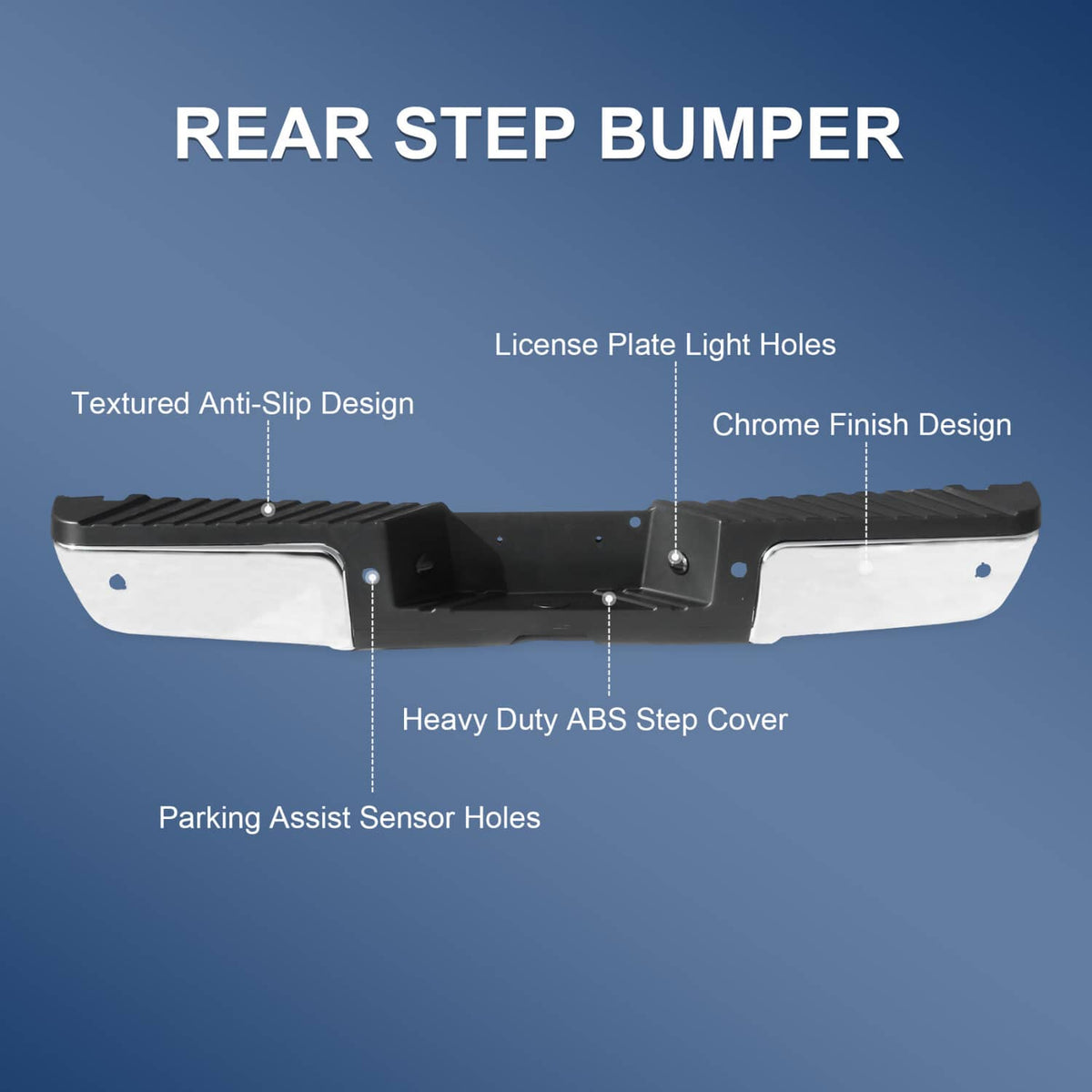 Solidspare For 2008-2016 Ford F250 F350 Super Duty Rear Step Bumper Assembly w/ Sensor Hole
