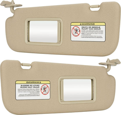 Solidspare Right & Left Side Beige Sun Visor w/Mirror Pair For 2011-2015 Hyundai Elantra