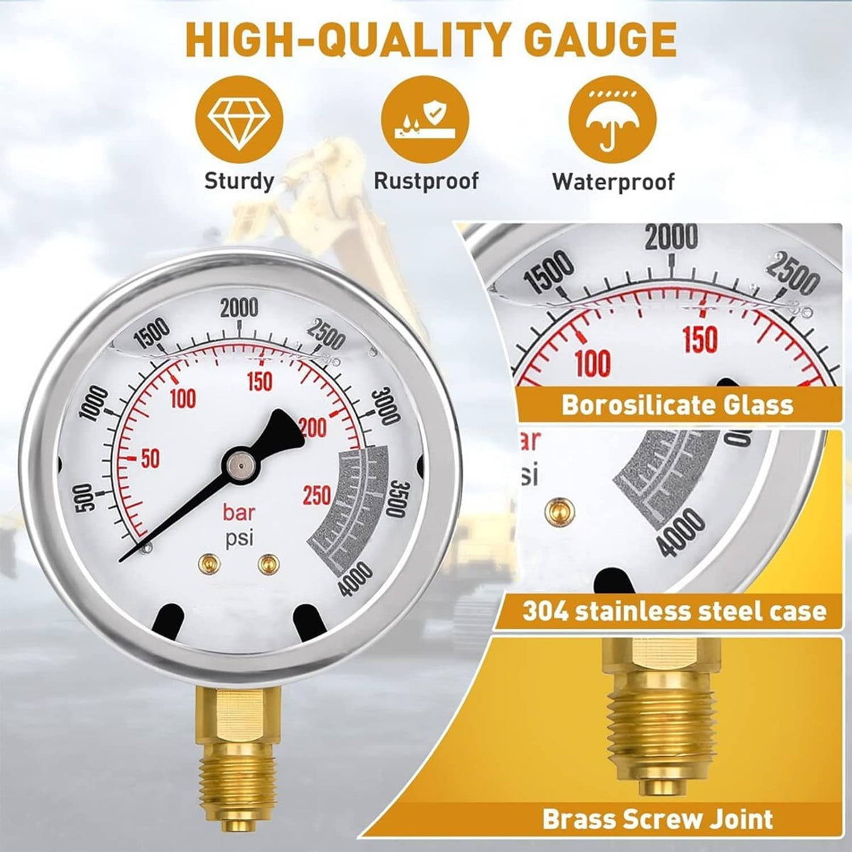 Solidspare 60Mpa Hydraulic Pressure Test Kit 5 Gauges 13 Couplings 14 Tee Connectors 5 Hose