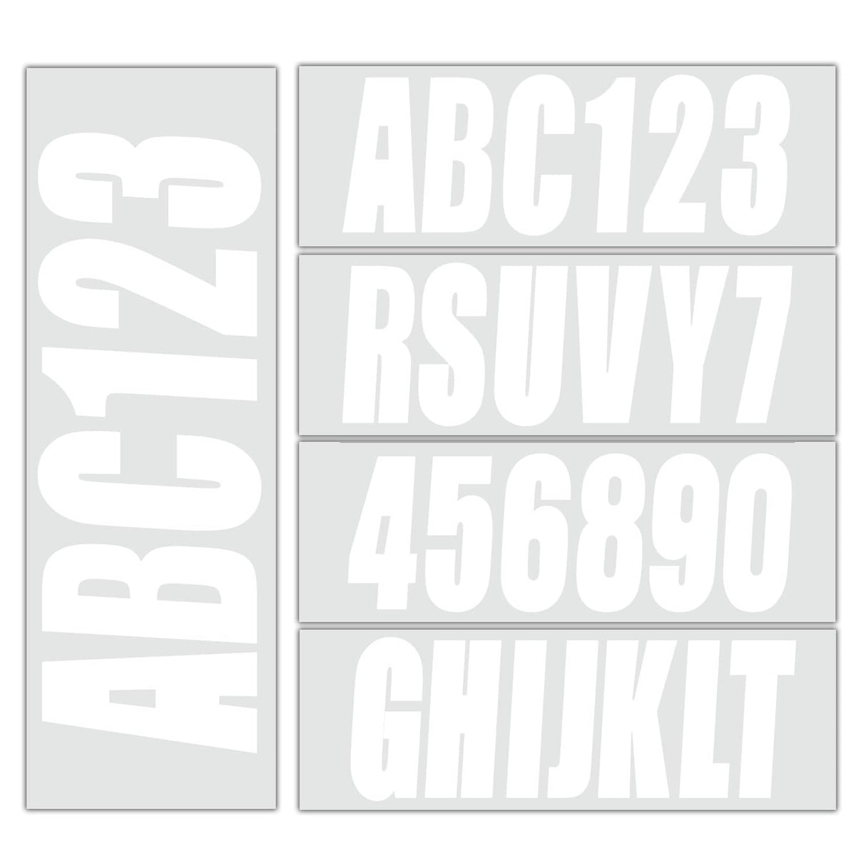 Solid Spare White Decal 4 Sets of A-Z & 0-9 For Boat Letters & Numbers Registration Stickers