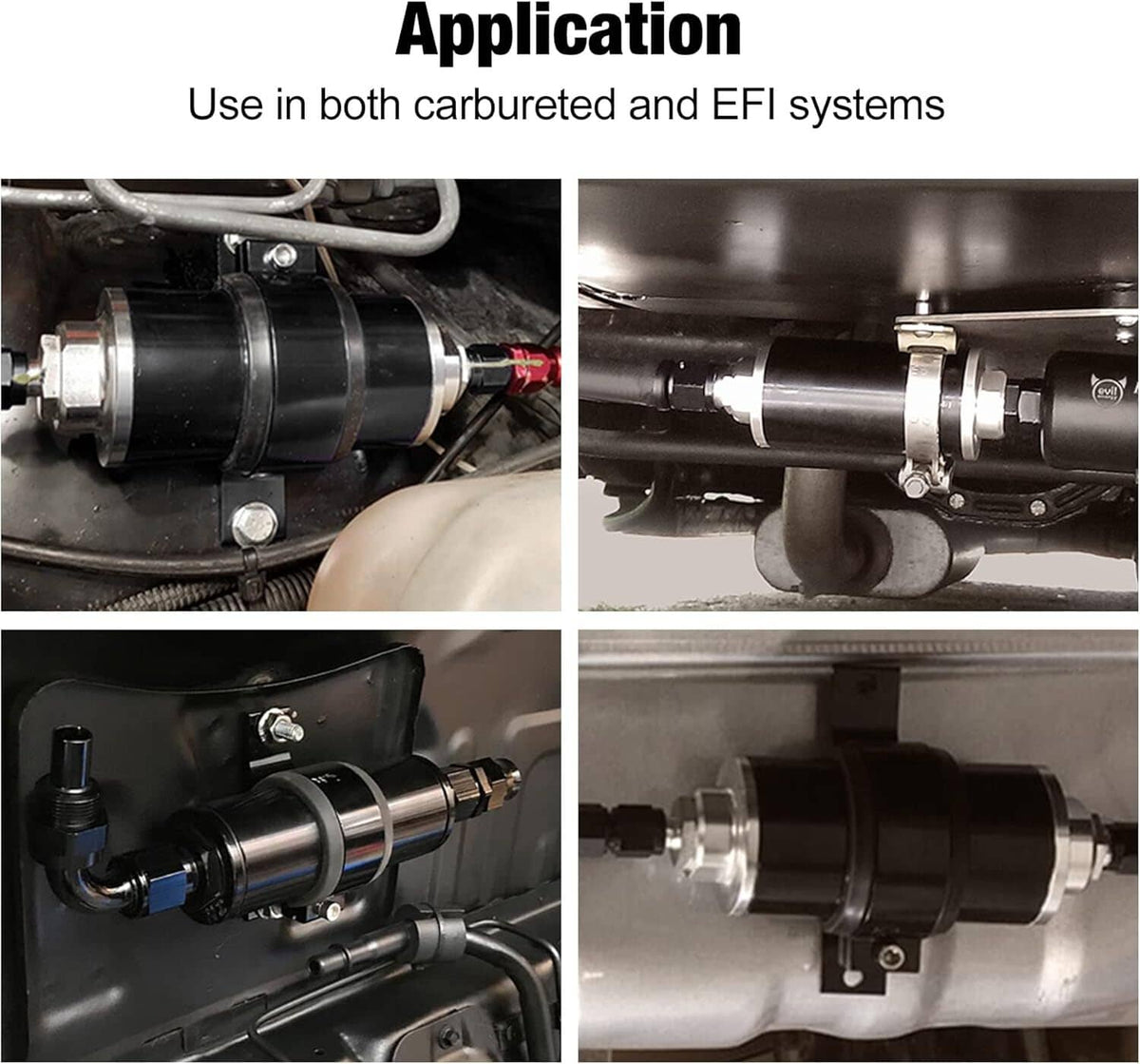 Solidspare New 30 Micron Inline Fuel/Petrol Filter & Bracket Billet Aluminum An6/An8/An10