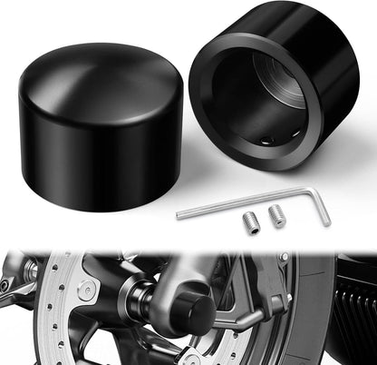 Solidspare Black Front Axle Cap Nut Covers For Harley Street Glide Road King Softail Dyna