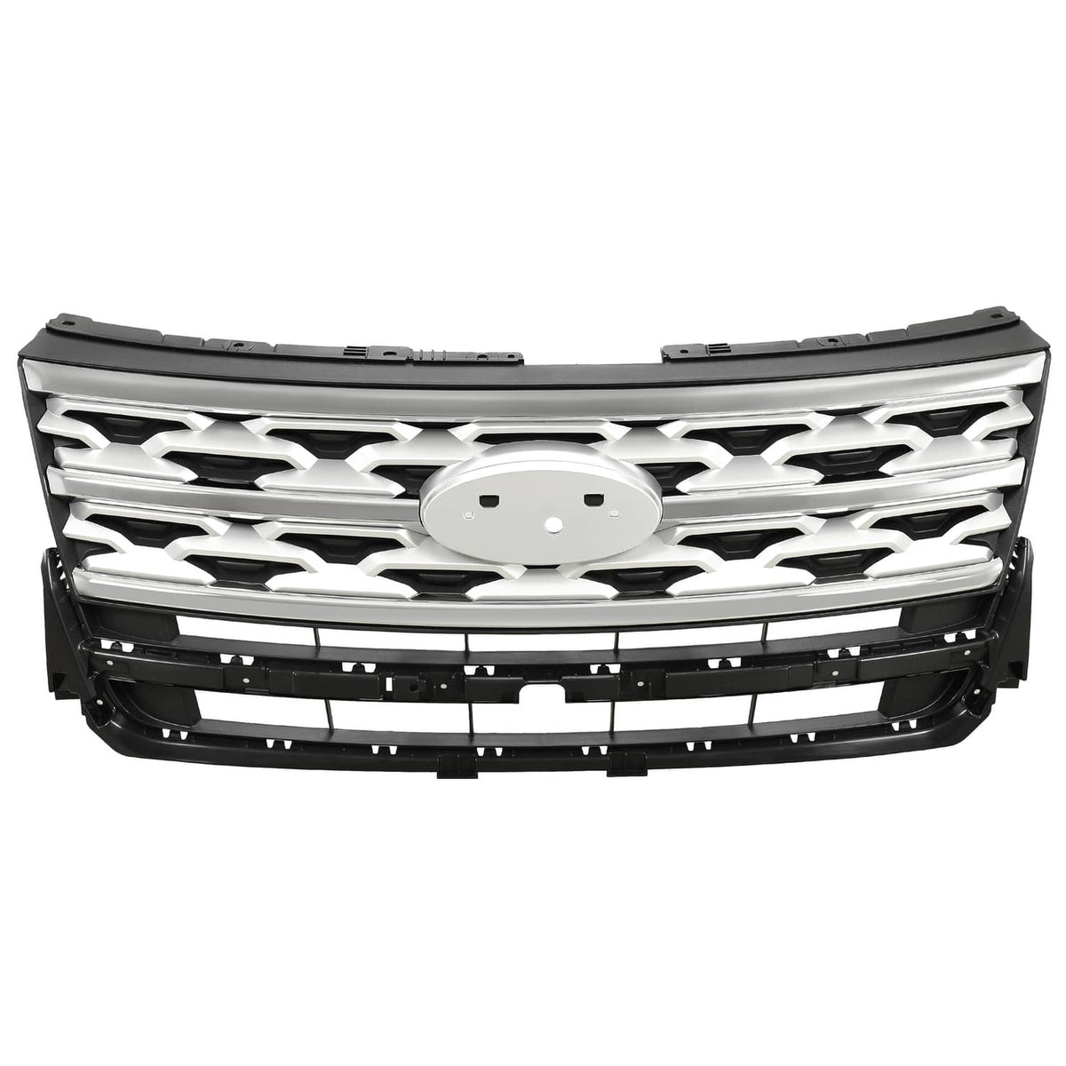 Solid Spare For Ford Explorer 2018 2019 Front Bumper Grill Upper Grille ABS Painted Chrome