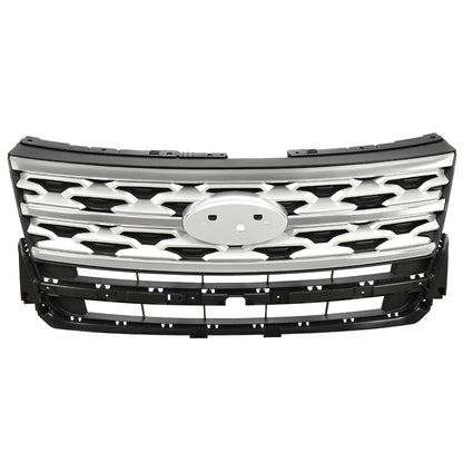 Solid Spare For Ford Explorer 2018 2019 Front Bumper Grill Upper Grille ABS Painted Chrome